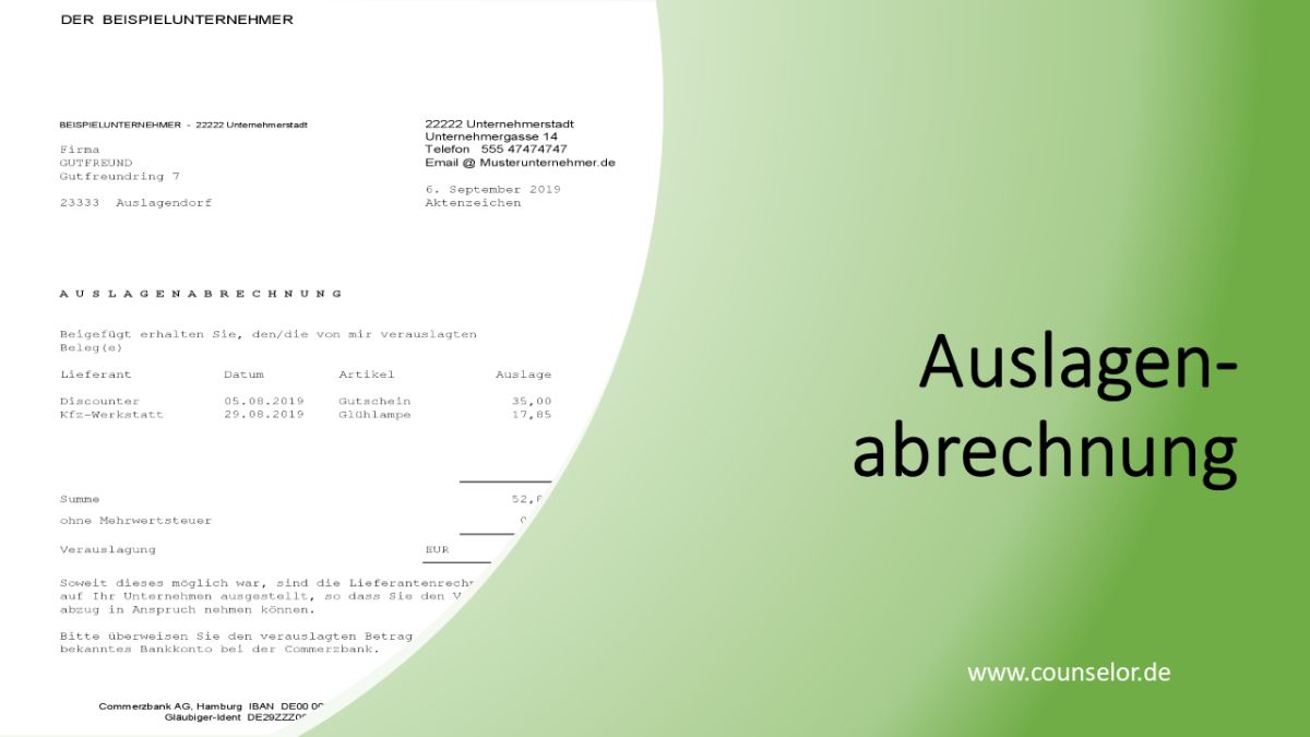 Auslagenabrechnung Formular Vom Steuerberater