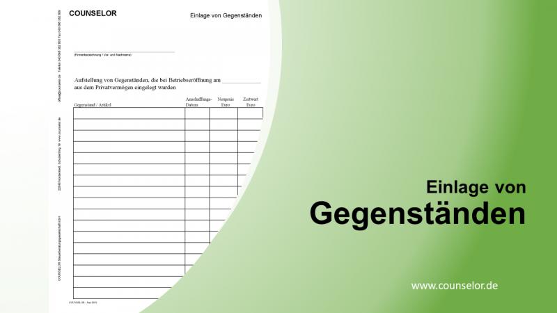 Einlage von Gegenständen Deck