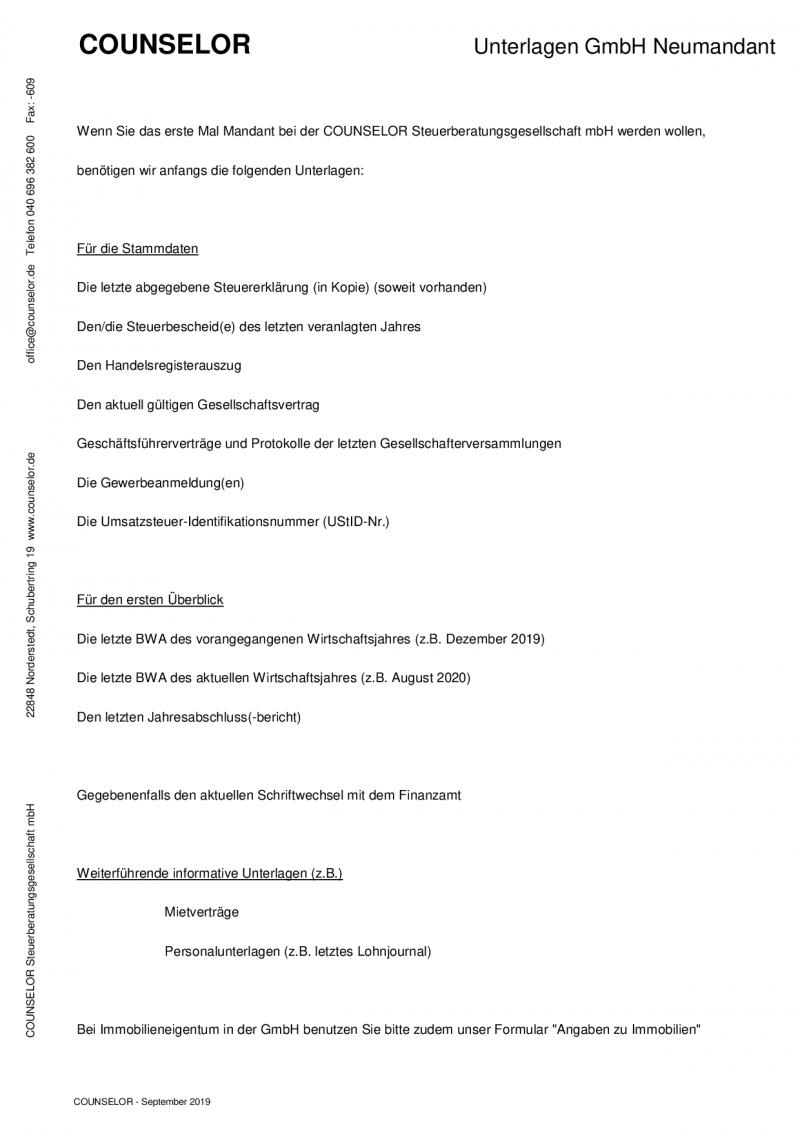 Unterlagen-GmbH-Neumandant
