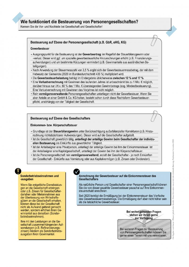 Besteuerung Personengesellschaften