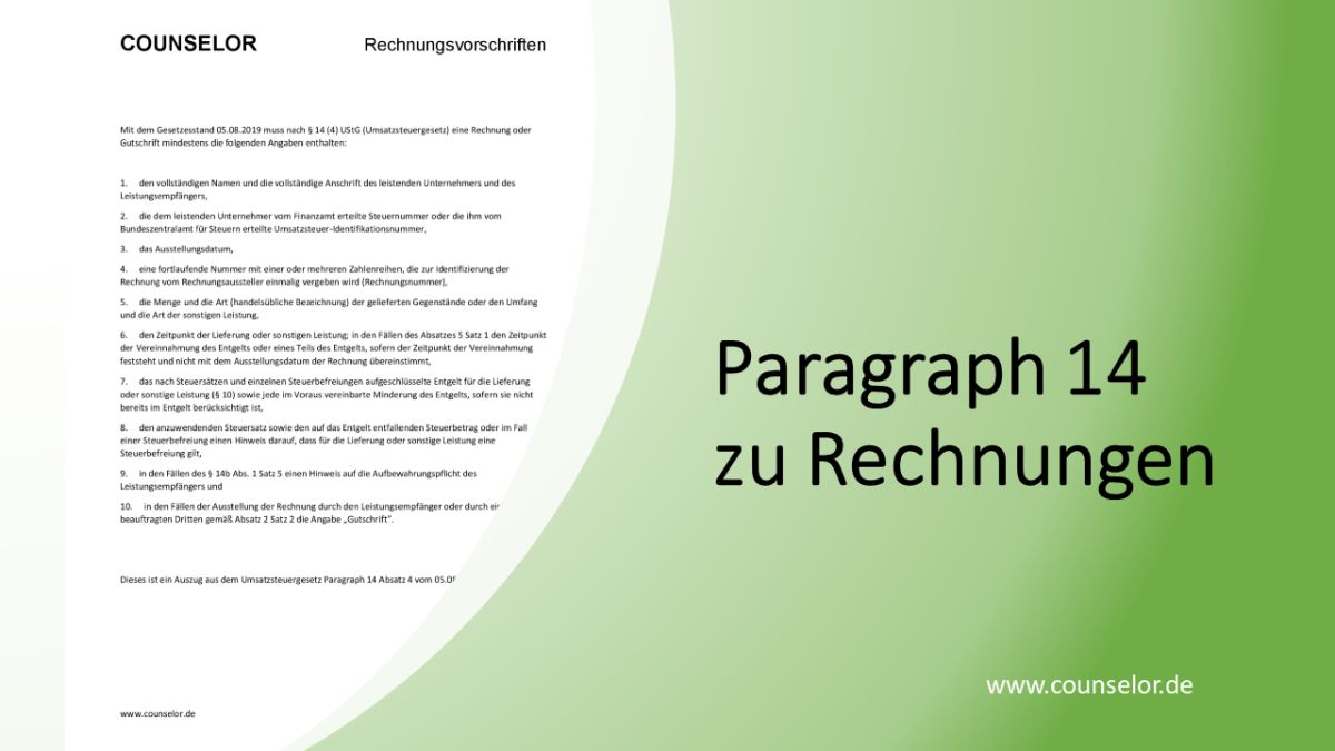 rechnung nach paragraph 14 ustg